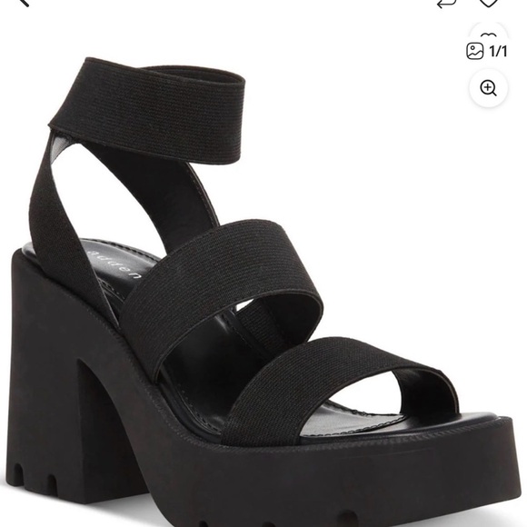 Madden Girl Black Chunky Platform Strappy Sandals - Picture 9 of 10